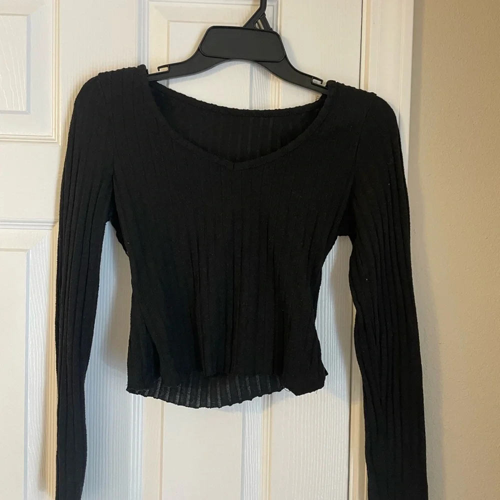Bundle Of 3 Neutral Green Black Long Sleeve Cropped Minimalist Shirts Bodysuit